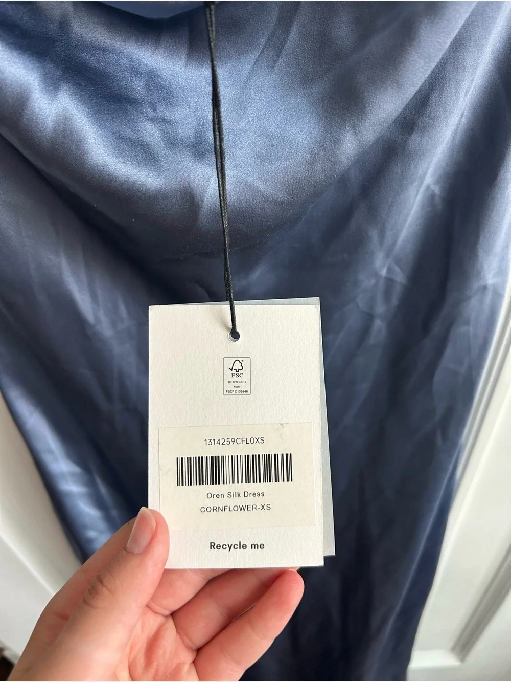 NWT REFORMATION OREN SILK DRESS, CORNFLOWER XS - Picture 8 of 10